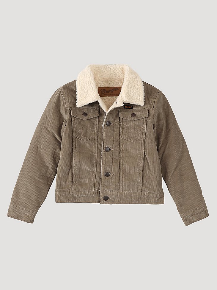Boy's Wrangler Cowboy Cut Sherpa Lined Corduroy Jacket in Nomad