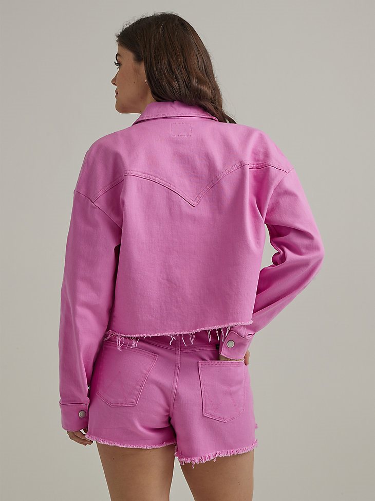 Women's Western Crop Shacket in Berry
