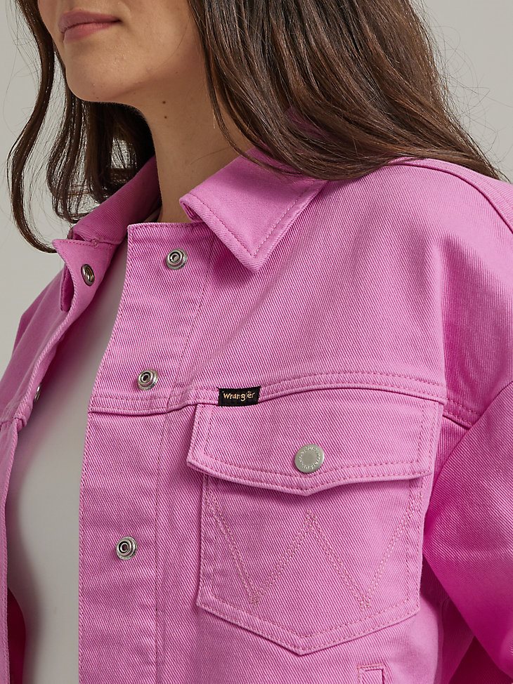 Women's Western Crop Shacket in Berry