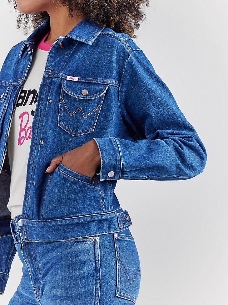 Wrangler x Barbie Zip Front Denim Jacket in Wrangler Blue