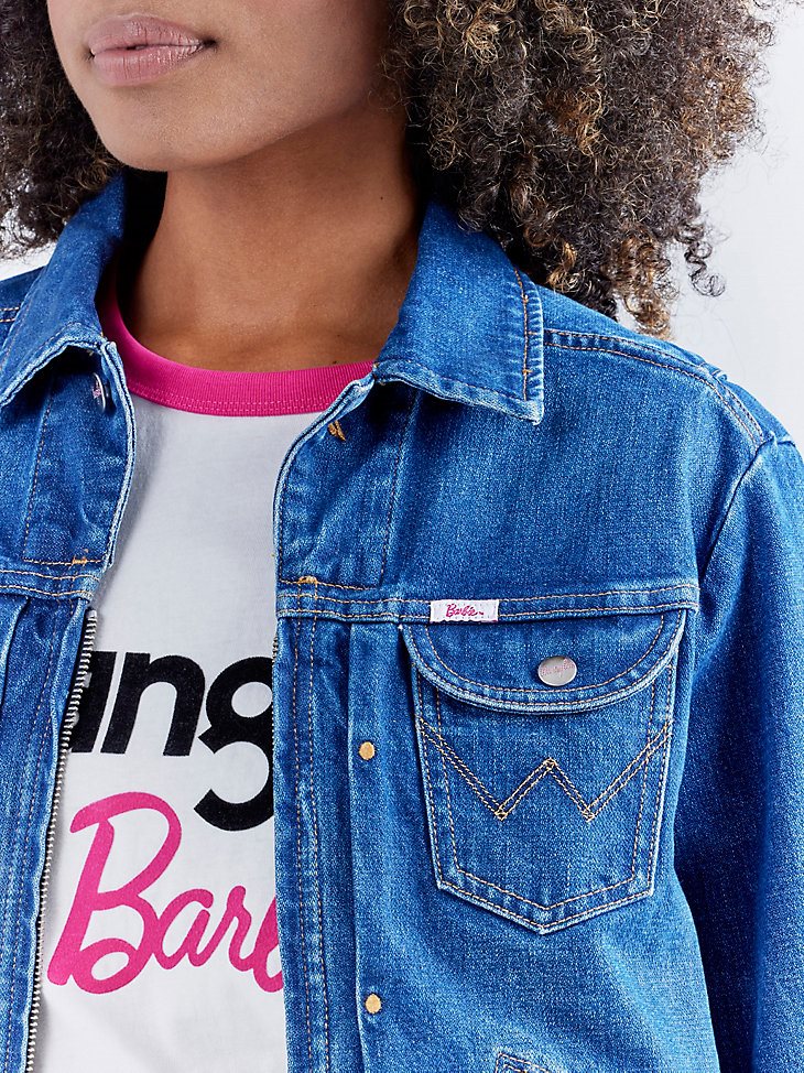 Wrangler x Barbie Zip Front Denim Jacket in Wrangler Blue
