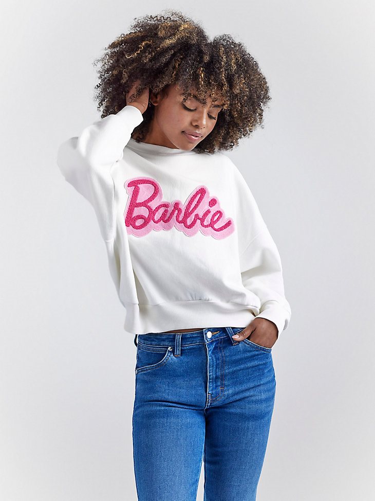 Wrangler x Barbie Relaxed Logo Sweatshirt in Worn White