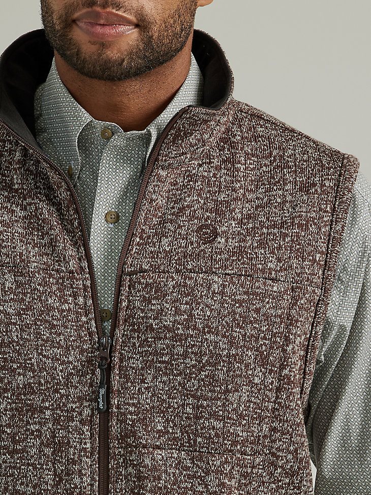 Men's George Strait Zip Front Knit Vest in Seal Brown
