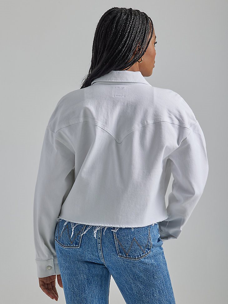 Women's Western Crop Shacket in Celestial