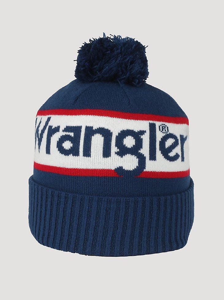Wrangler Logo Pom Beanie in Royal Blue