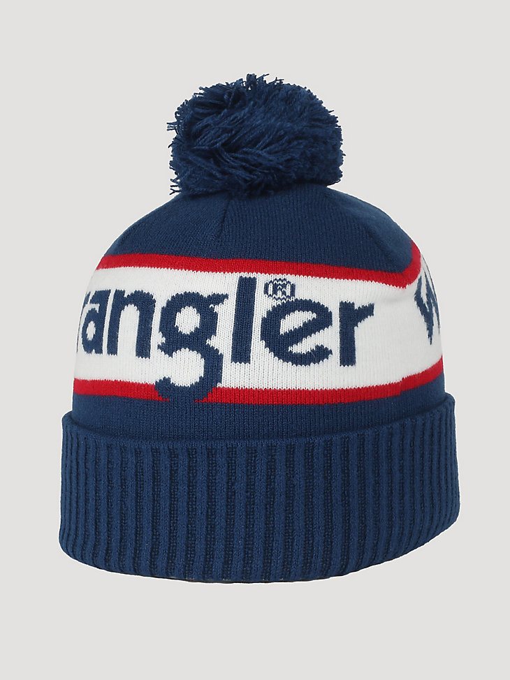 Wrangler Logo Pom Beanie in Royal Blue