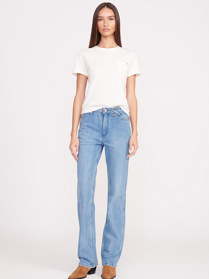 Wrangler + STAUD The Straight Cut Jean in Mid Blue