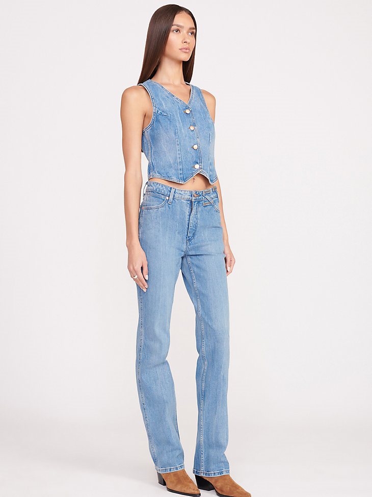 Wrangler + STAUD The Straight Cut Jean in Mid Blue