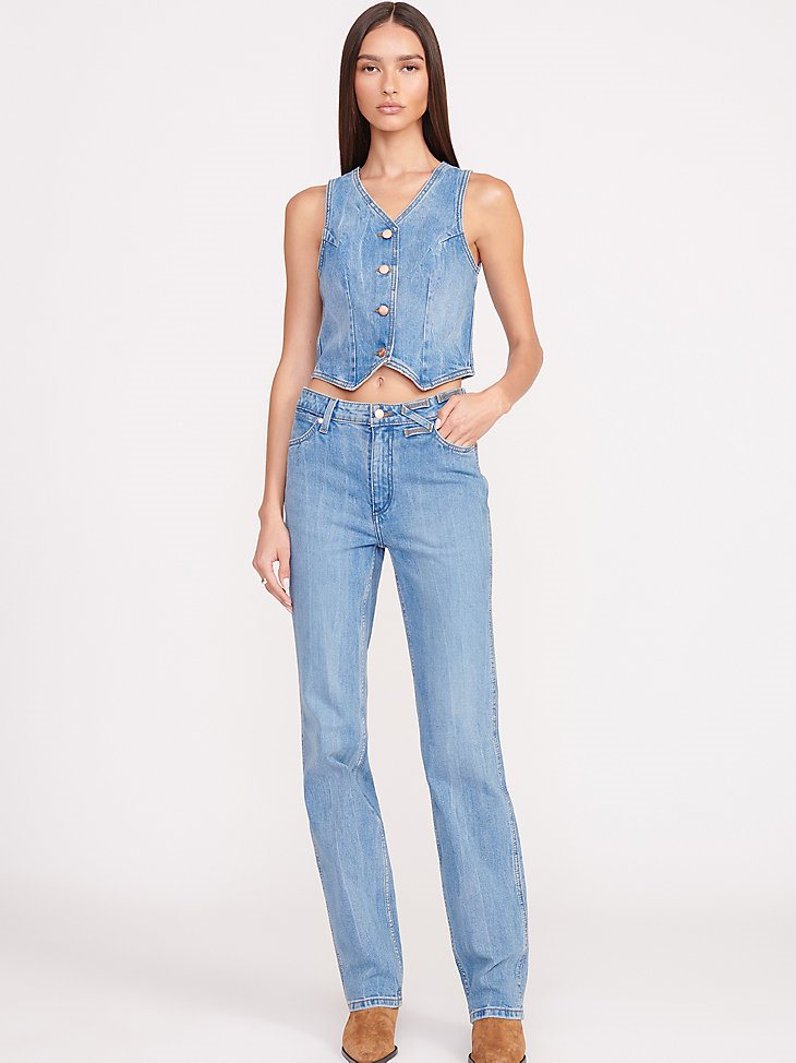 Wrangler + STAUD The Straight Cut Jean in Mid Blue