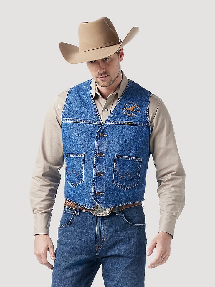 Wrangler x Yellowstone Stonewash Denim Vest in Stonewash