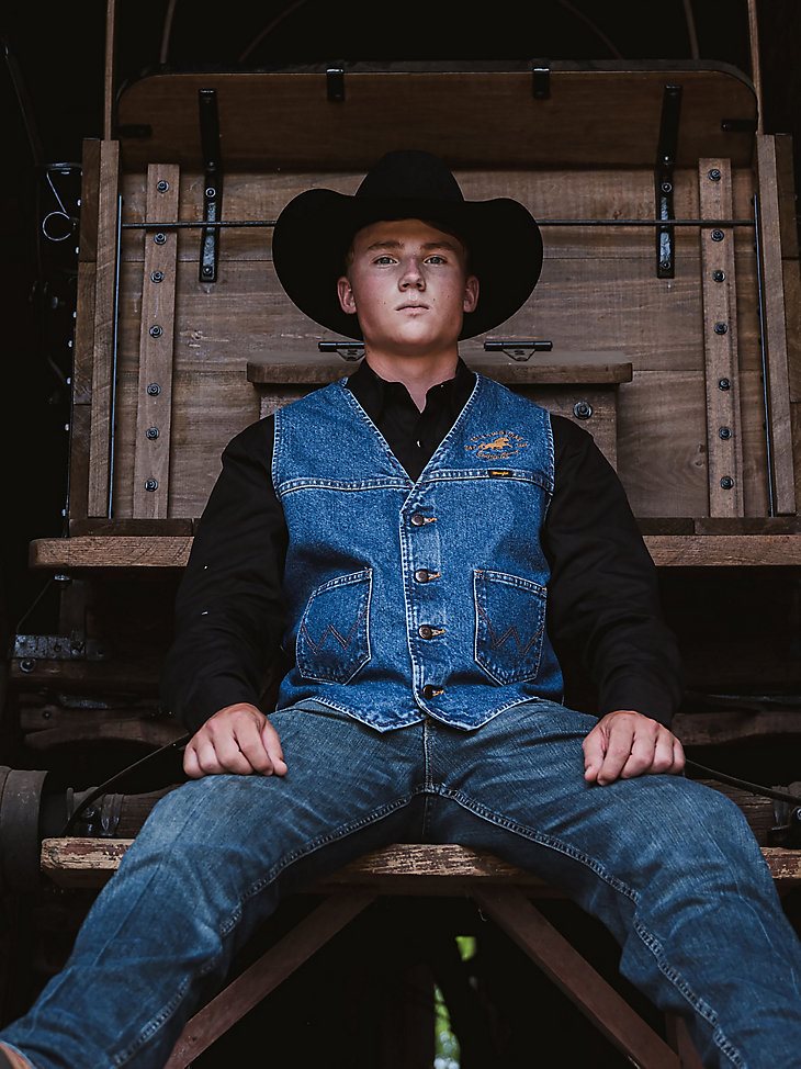Wrangler x Yellowstone Stonewash Denim Vest in Stonewash