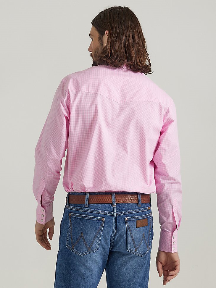 Men's Wrangler Bucking Cancer Snap Shirt in Fuschia Pink
