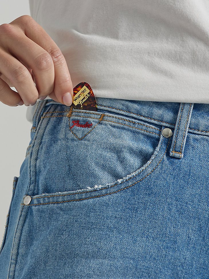 Wrangler x Fender Women's Loose Destructed Mom Jean in Light Wash
