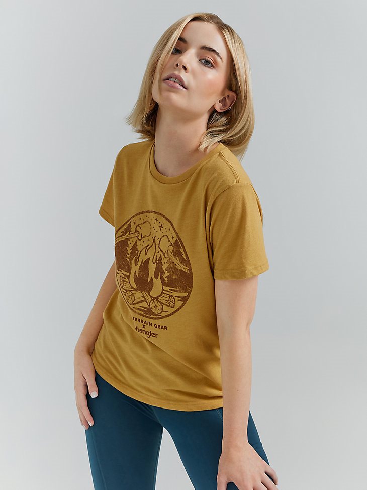 ATG By Wrangler Women's Mountains Tee in Pale Gold