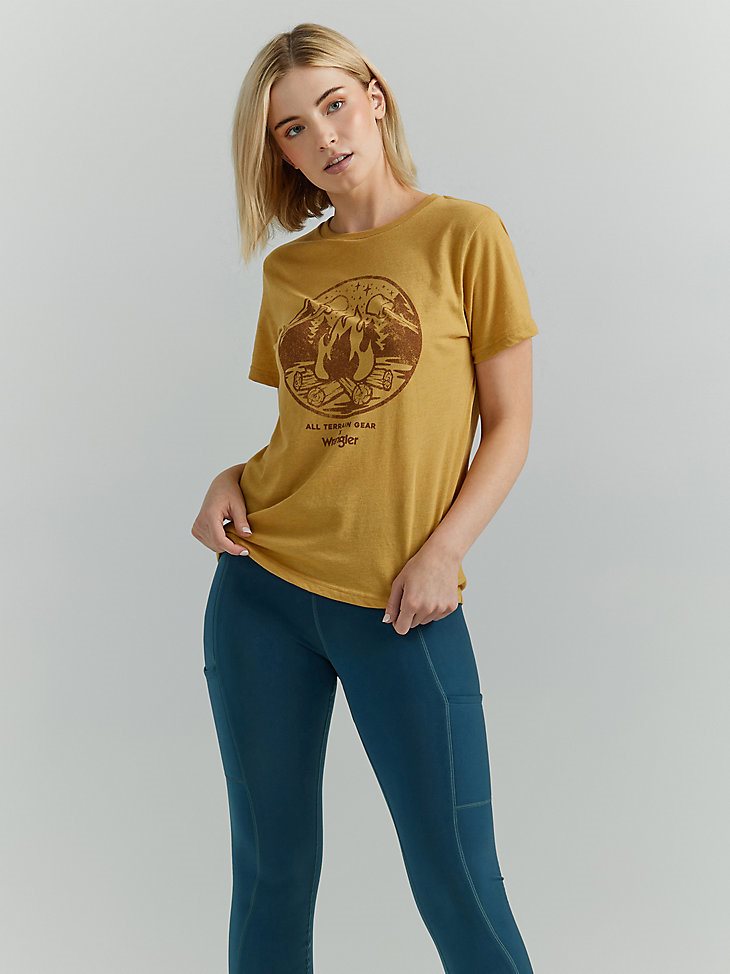 ATG By Wrangler Women's Mountains Tee in Pale Gold