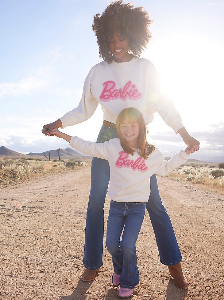 Wrangler x Barbie Girl's Logo Sweatshirt in Snow White