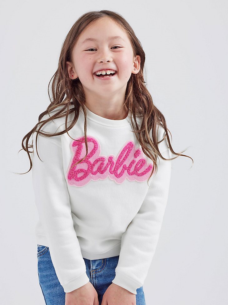 Wrangler x Barbie Girl's Logo Sweatshirt in Snow White