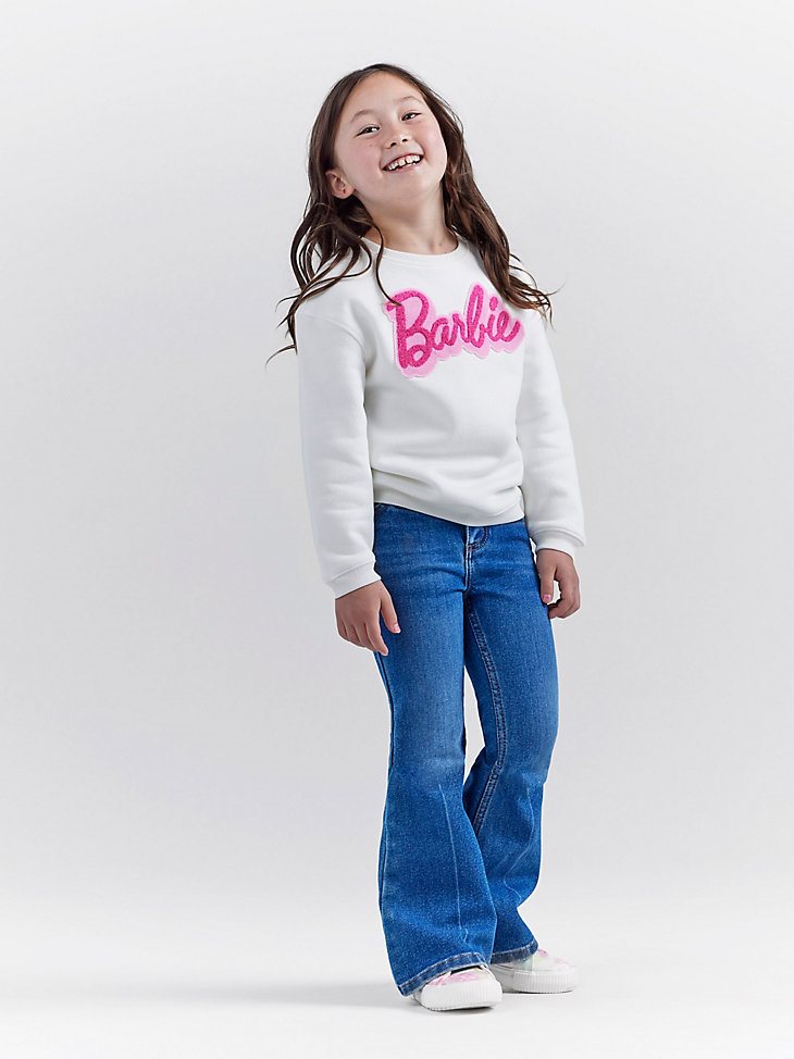 Wrangler x Barbie Girl's Logo Sweatshirt in Snow White