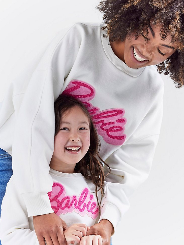 Wrangler x Barbie Girl's Logo Sweatshirt in Snow White