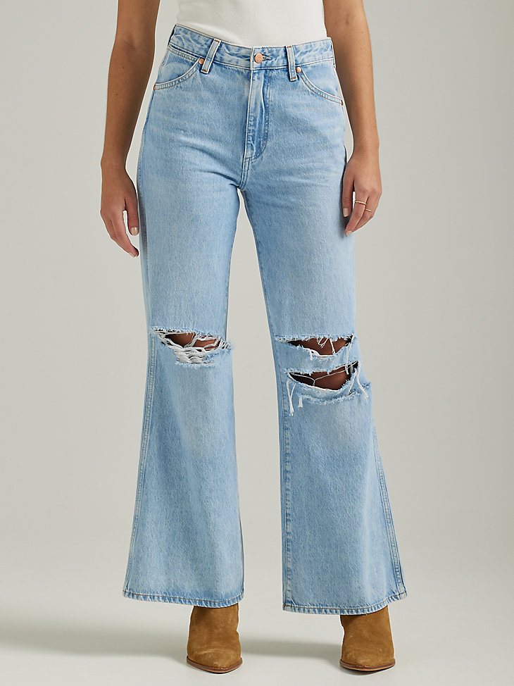 Women's Bonnie Destructed Loose Flare Jean in Bad Intentions