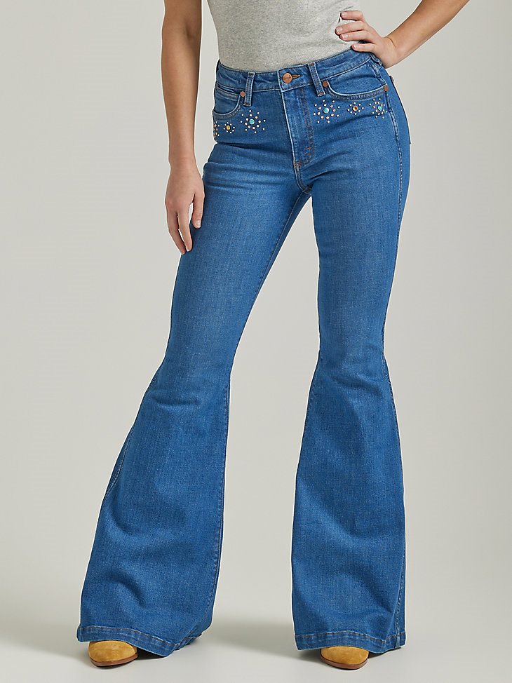 Women's Wrangler Retro Bedazzled High Rise Trumpet Flare Jean in Heidi