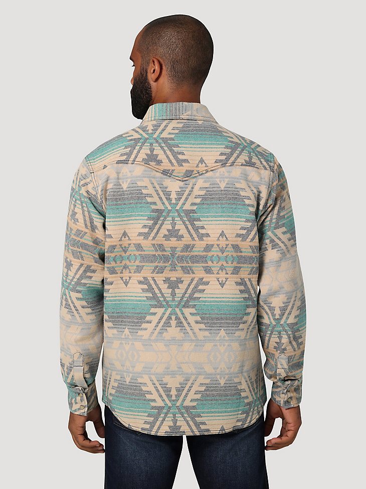 Men's Wrangler Retro Premium Jacquard Snap Shirt Jacket in Deep Lake