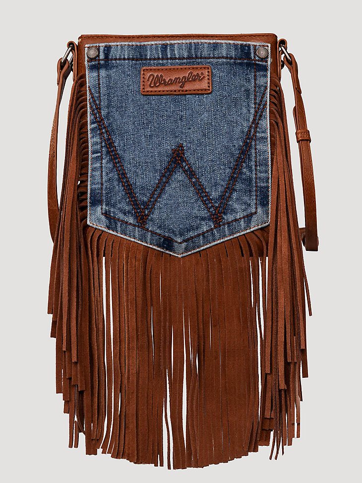 Women's Wrangler Pocket Fringe Cross Body in Taupe