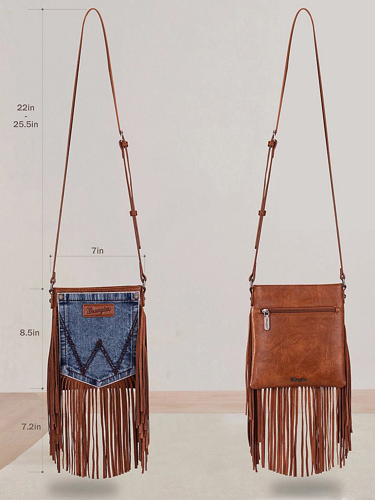 Women's Wrangler Pocket Fringe Cross Body in Taupe