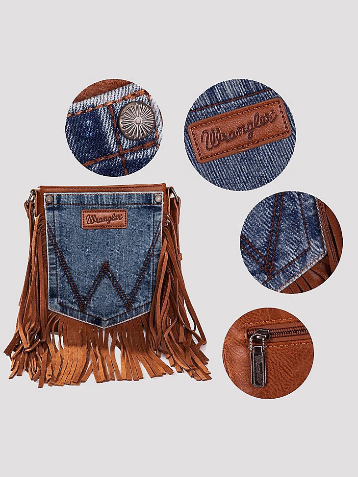 Women's Wrangler Pocket Fringe Cross Body in Taupe