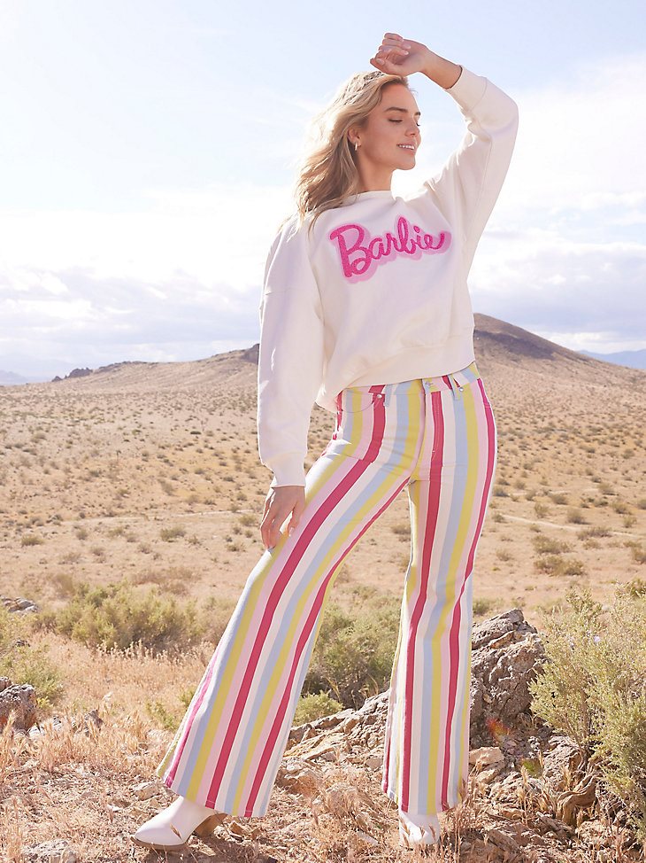 Wrangler x Barbie Wanderer High Rise Flare Jean in Hero Stripe