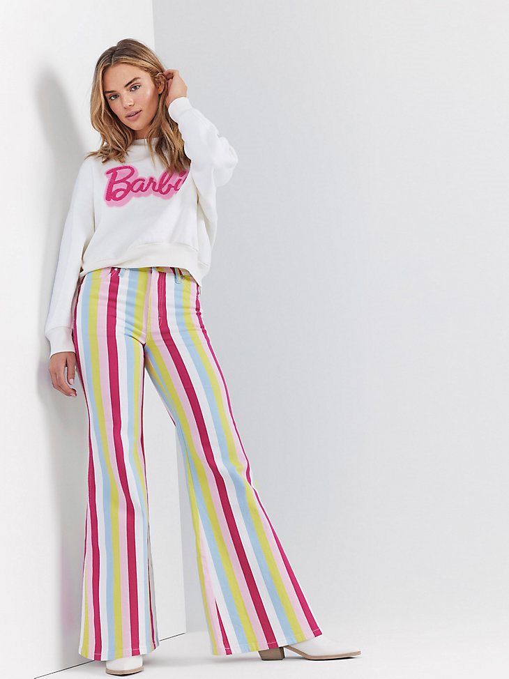 Wrangler x Barbie Wanderer High Rise Flare Jean in Hero Stripe