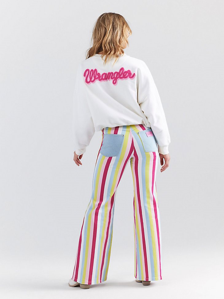 Wrangler x Barbie Wanderer High Rise Flare Jean in Hero Stripe