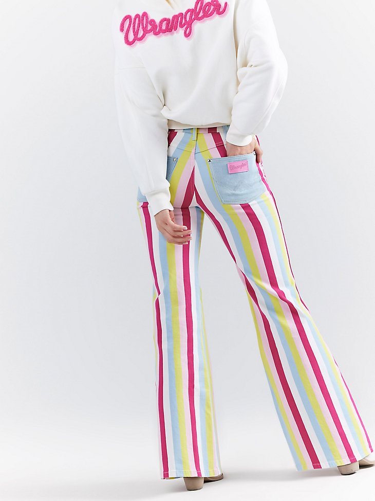 Wrangler x Barbie Wanderer High Rise Flare Jean in Hero Stripe