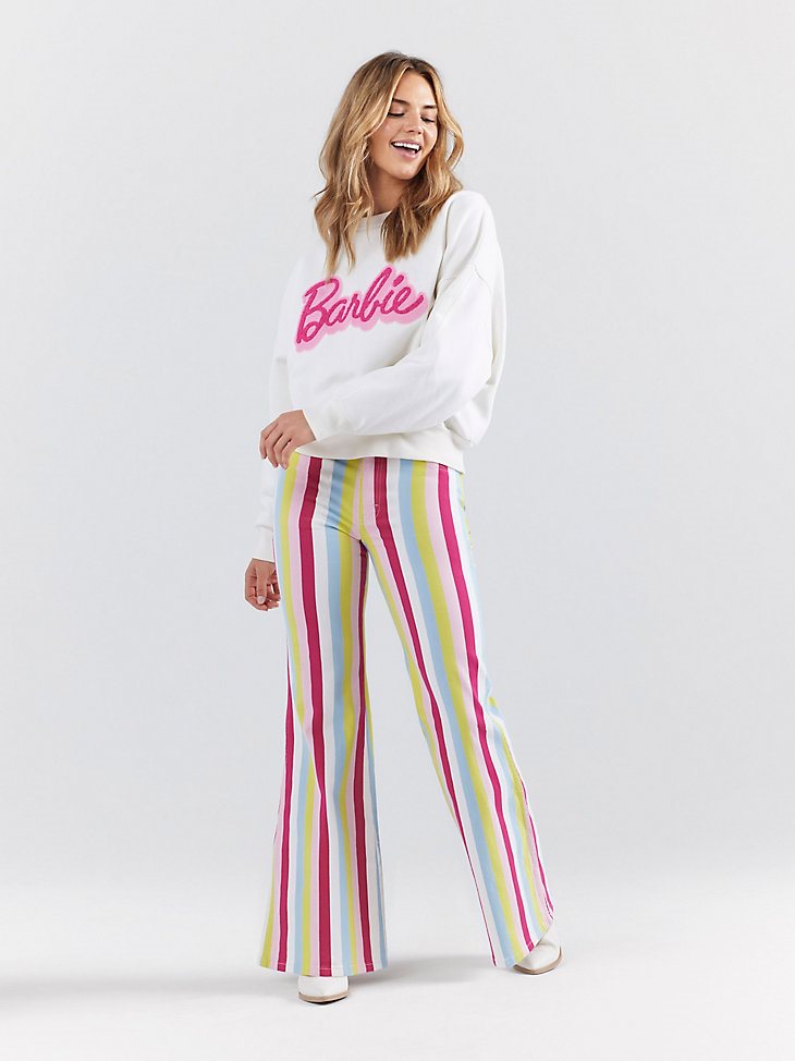 Wrangler x Barbie Wanderer High Rise Flare Jean in Hero Stripe