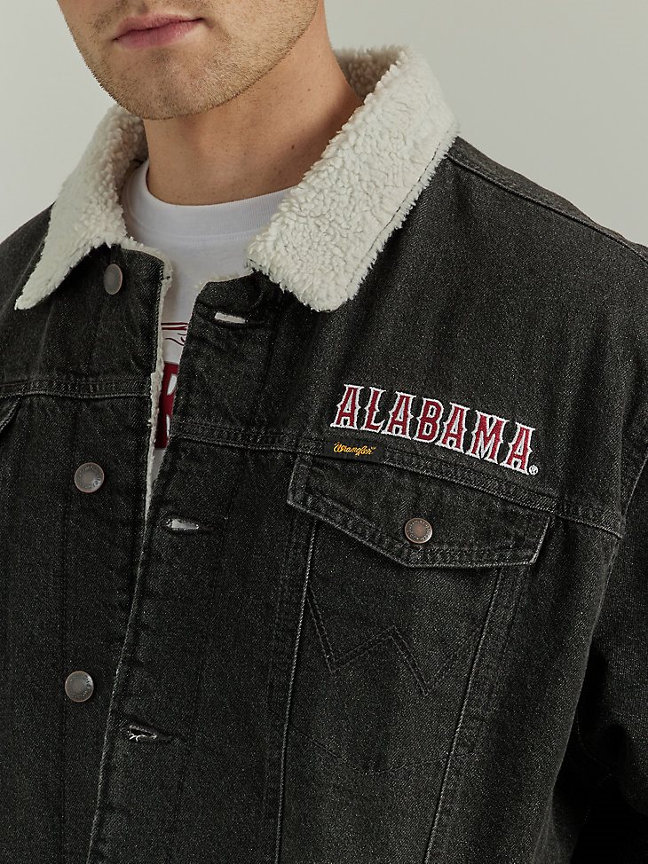 Men's Wrangler Collegiate Sherpa Lined Denim Western Jacket in University of Alabama