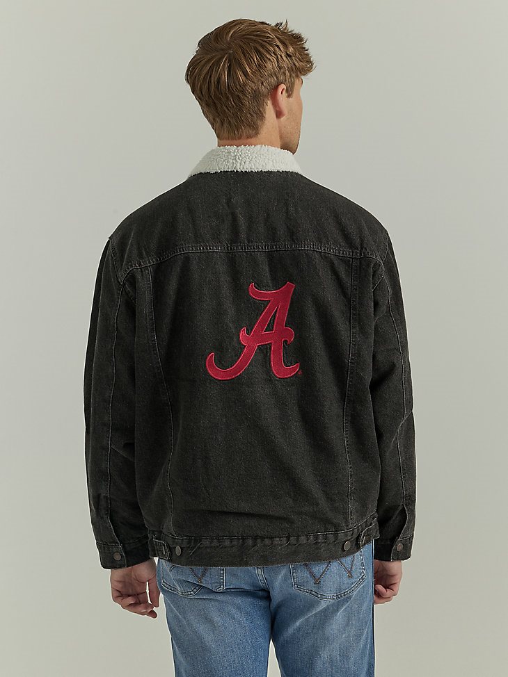 Men's Wrangler Collegiate Sherpa Lined Denim Western Jacket in University of Alabama