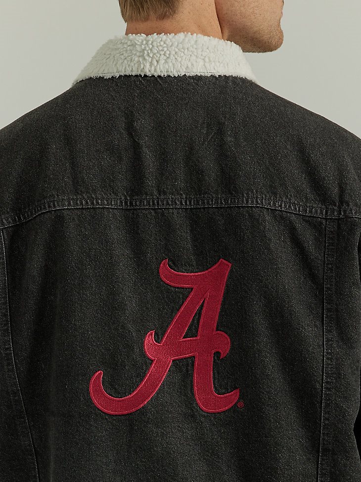 Men's Wrangler Collegiate Sherpa Lined Denim Western Jacket in University of Alabama