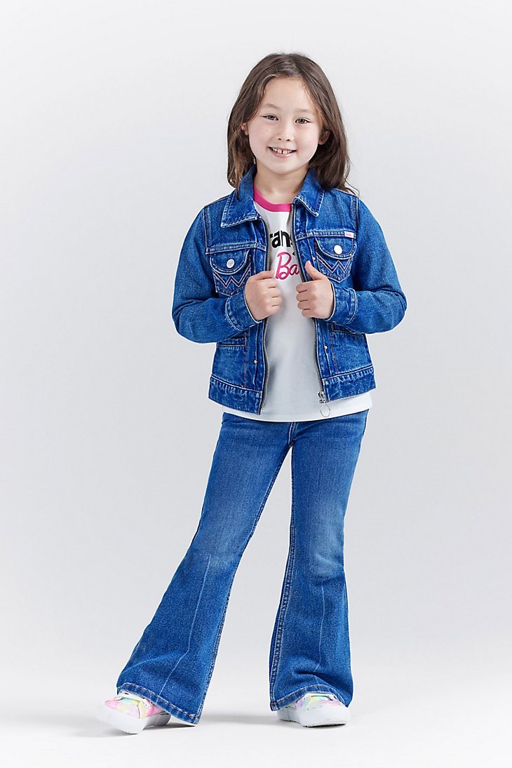 Wrangler x Barbie Girl's Zip Front Denim Jacket in Wrangler Blue