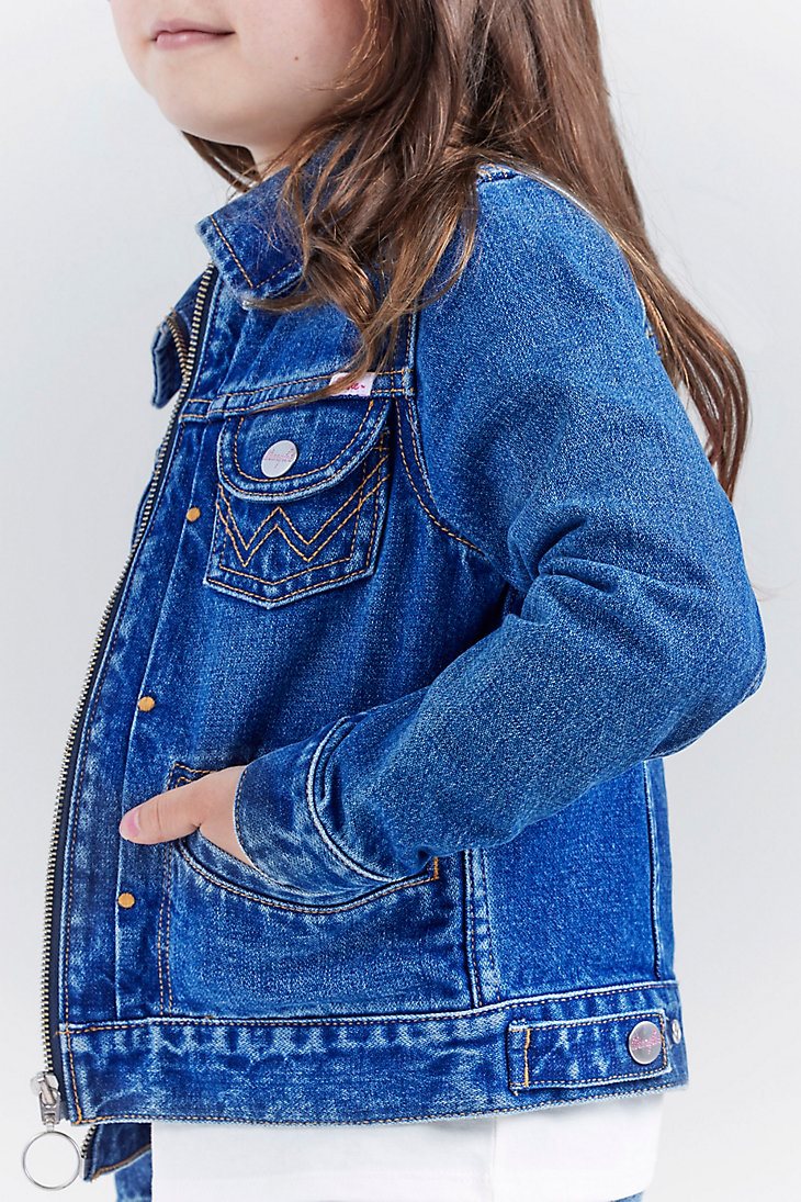 Wrangler x Barbie Girl's Zip Front Denim Jacket in Wrangler Blue