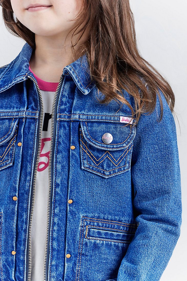 Wrangler x Barbie Girl's Zip Front Denim Jacket in Wrangler Blue