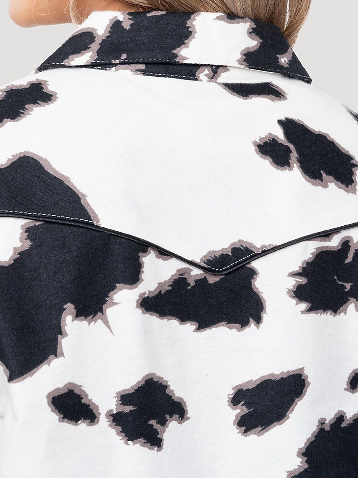 Women's Cow Print Sleep Shirt in Black/White