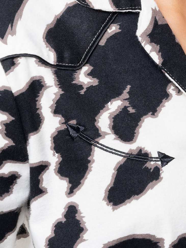 Women's Cow Print Sleep Shirt in Black/White