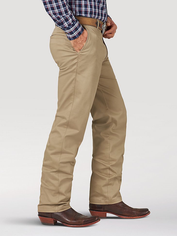 Men's Wrangler Casuals Flat Front Relaxed Fit Pants in Khaki
