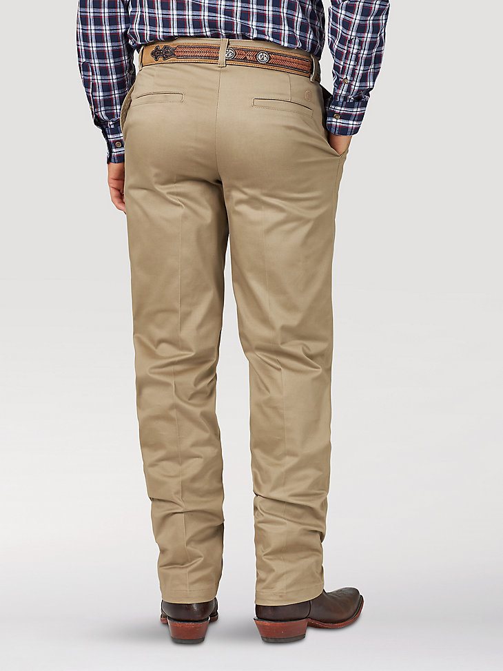Men's Wrangler Casuals Flat Front Relaxed Fit Pants in Khaki