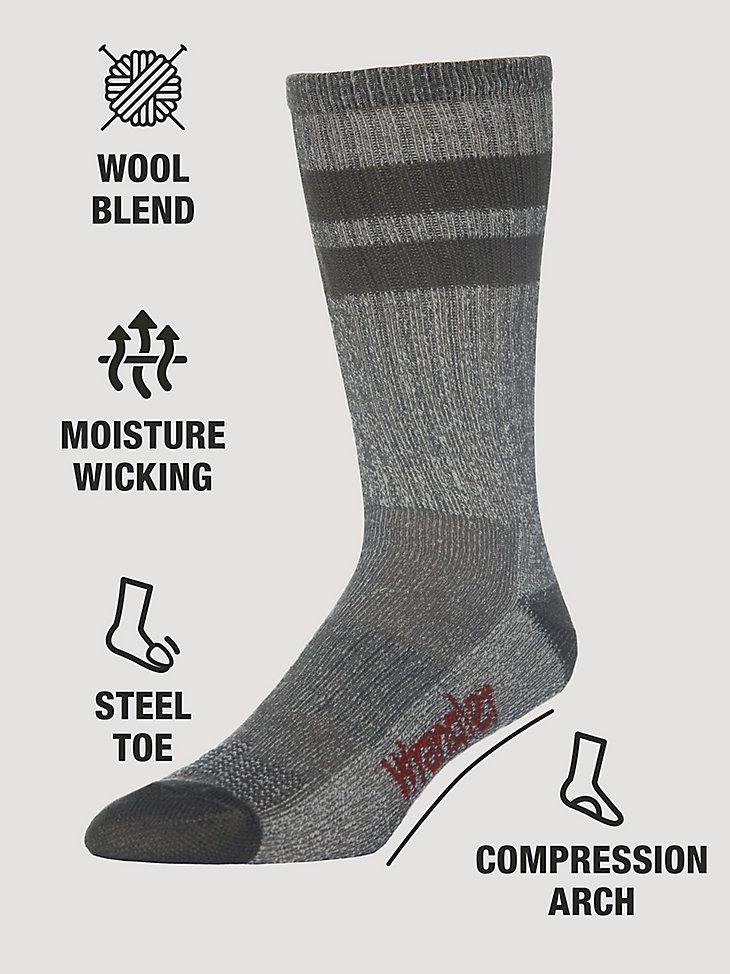 Men's Wool Stripe Work Socks (3-pack) in Green