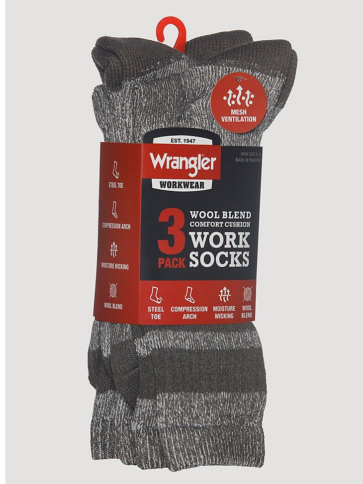 Men's Wool Stripe Work Socks (3-pack) in Green