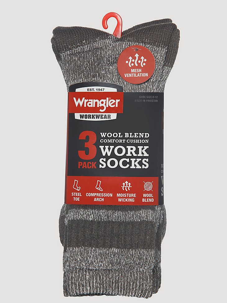 Men's Wool Stripe Work Socks (3-pack) in Green