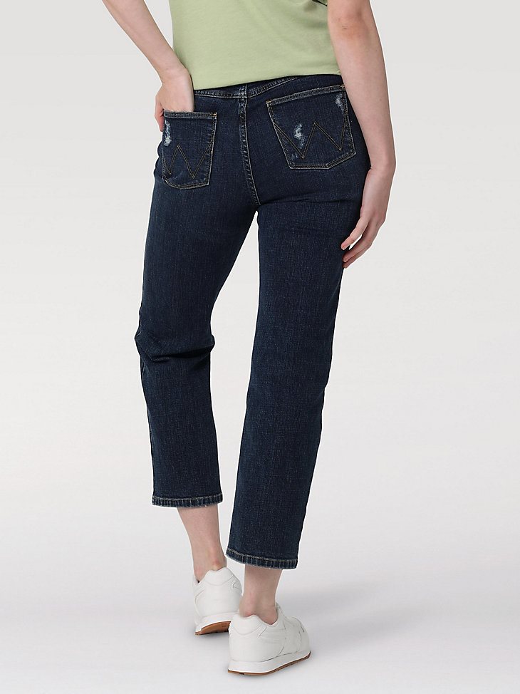 Women's High Rise Rodeo Straight Crop in Dark Mid Shade