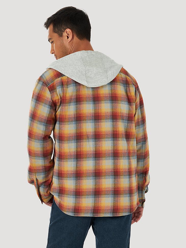 Men's Wrangler Authentics Quilted Flannel Shirt in Red/Yellow