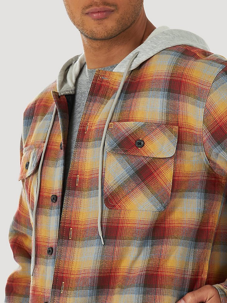 Men's Wrangler Authentics Quilted Flannel Shirt in Red/Yellow